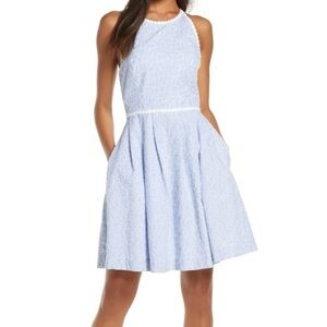 Lilly Pulitzer Light Blue Eyelet Halter Mini Dress